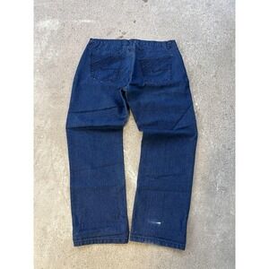 Chams Jeans Mens 40 Blue Denim Straight Leg 5 Pocket Zip Fly Dark Wash South JNC